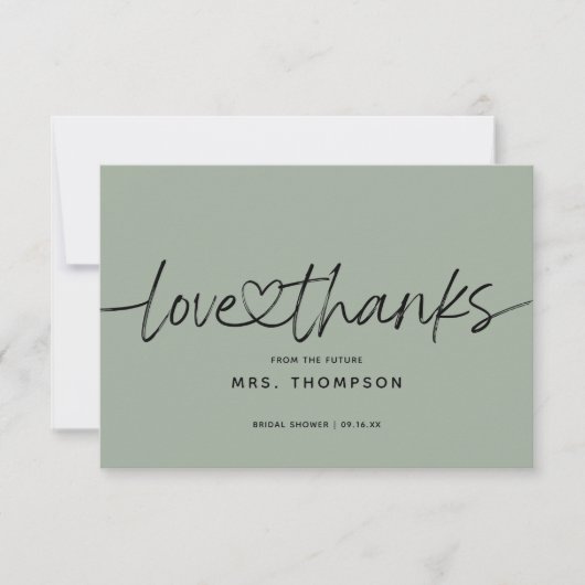 Eenvoudige Minimal Moderne Script Bruiloft Feest Bedankkaart (Voorkant)