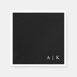 Eenvoudige Minimal Monogram Zwart Custom Wedding Servet