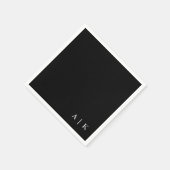 Eenvoudige Minimal Monogram Zwart Custom Wedding Servet (Hoek)