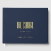 Eenvoudige Minimal Navy en Gold Foil Moderne bruil Gastenboek (Voorkant)