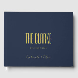 Eenvoudige Minimal Navy en Gold Foil Moderne bruil Gastenboek