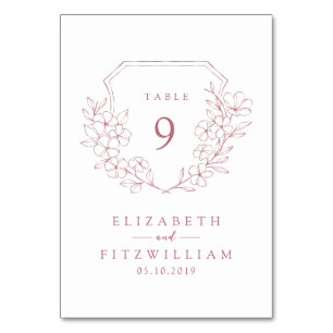 Eenvoudige Minimal Pink Cherry Blossom Monogram Cr Kaart