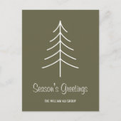 Eenvoudige Minimal Sage Green Pine Tree Typografie Feestdagenkaart (Voorkant)