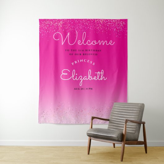 Eenvoudige Minimal Schattigee Girly Roze Wit Kalli Wandkleed (In situ)