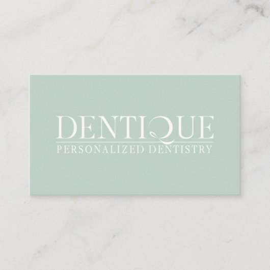 Eenvoudige Minimal Soft Mint Green Logo Profession Visitekaartje (Voorkant)