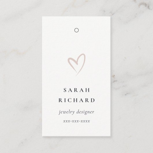 Eenvoudige Minimal White Blush Heart Prijs Label N (Voorkant)