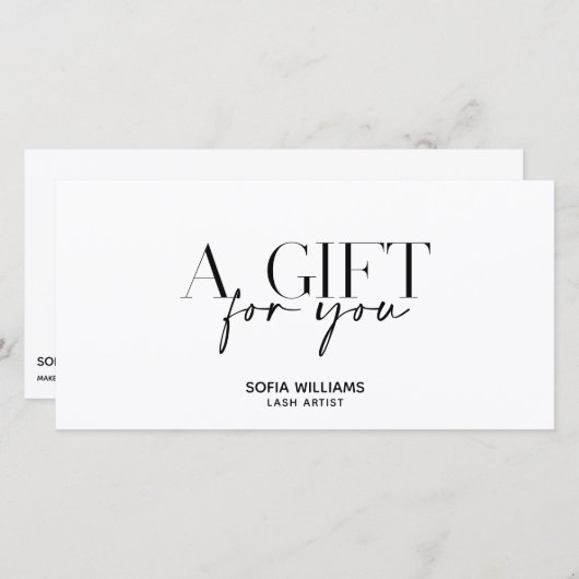 Eenvoudige Minimal Zwart Wit Certificaat Gift Kaar (Voorkant / Achterkant)