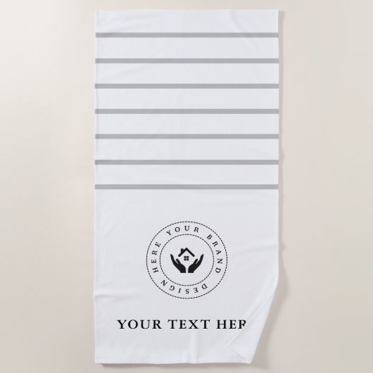 Eenvoudige minimale aangepaste bedrijfs-Logo &teks Strandlaken (Voorkant)