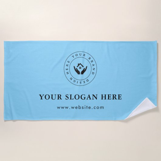 Eenvoudige minimale aangepaste bedrijfs-Logo &teks Strandlaken (Voorkant)