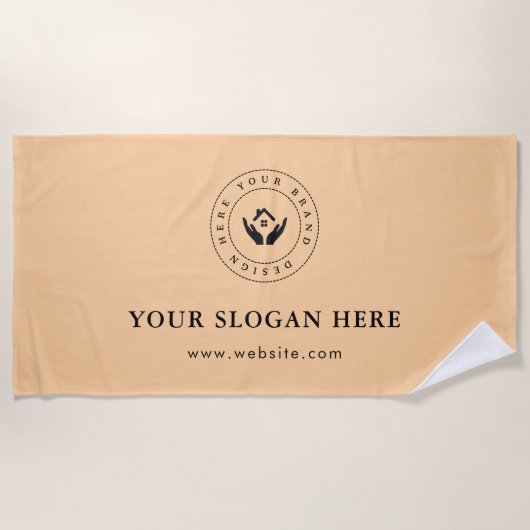 Eenvoudige minimale aangepaste bedrijfs-Logo &teks Strandlaken (Voorkant)