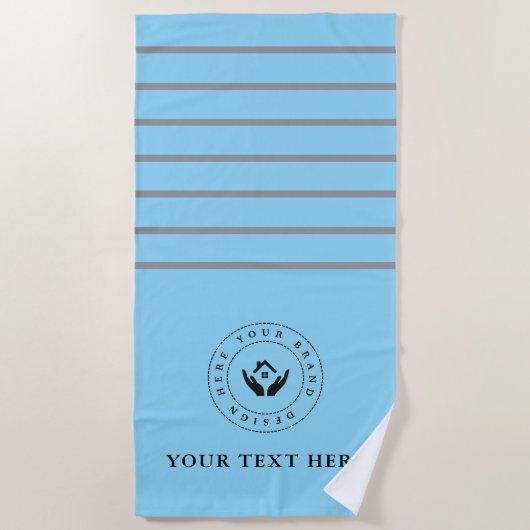 Eenvoudige minimale aangepaste bedrijfs-Logo &teks Strandlaken (Voorkant)