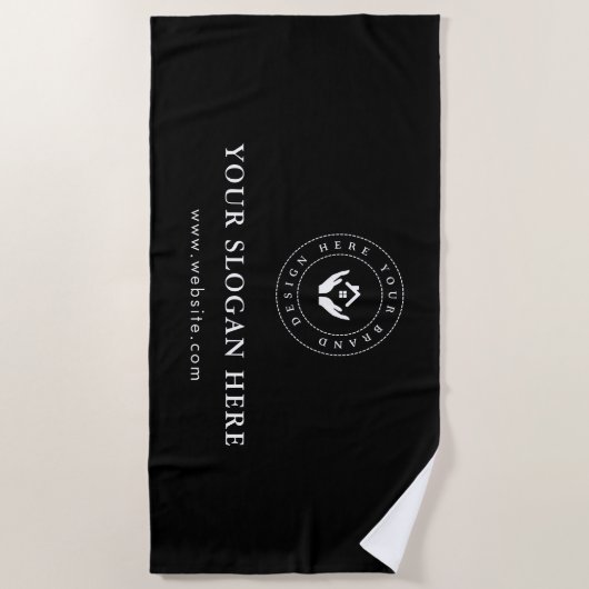 Eenvoudige minimale aangepaste bedrijfs-Logo &teks Strandlaken (Voorkant)