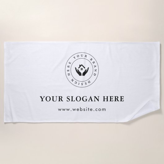 Eenvoudige minimale aangepaste bedrijfs-Logo &teks Strandlaken (Voorkant)