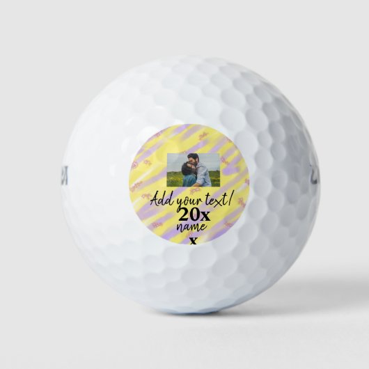 eenvoudige minimale aangepaste naam monogram tekst golfballen (Voorkant)