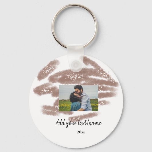 eenvoudige minimale aangepaste naam monogram tekst sleutelhanger (Voorkant)