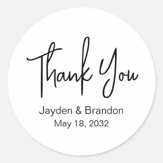 Eenvoudige minimale aangepaste trouwgunsten blikke ronde sticker (Voorkant)