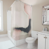 Eenvoudige, minimale abstracte roze zwarte roze zw douchegordijn (In situ)