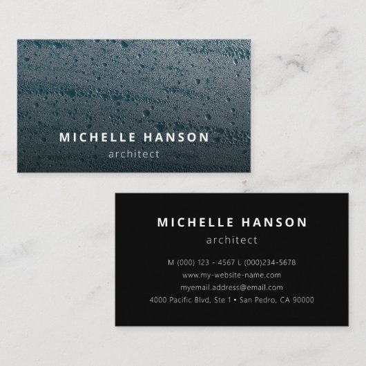 Eenvoudige minimale Abstracte waterdruppels Visitekaartje (Voorkant / Achterkant)