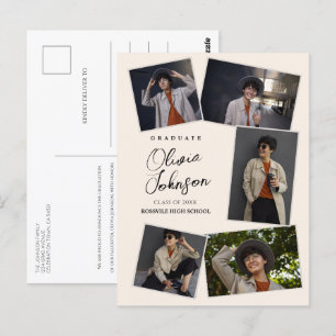 Eenvoudige minimale Afstuderen beige 6 foto aankon Briefkaart