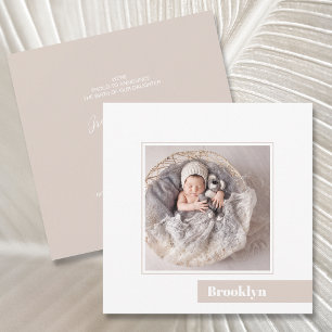Eenvoudige Minimale Baby Foto Geboorteaankondiging Kaart