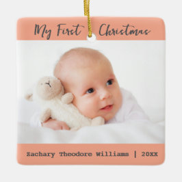 Eenvoudige Minimale Baby's Eerste Kerstsouvenir Keramisch Ornament