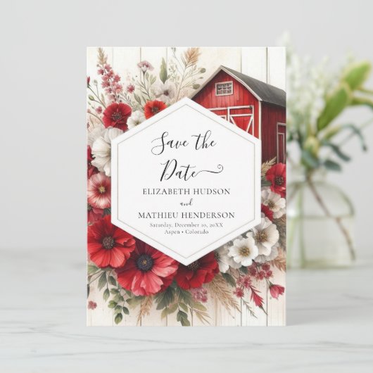 Eenvoudige minimale Barnyard bruiloft Save The Date (Staand voorkant)
