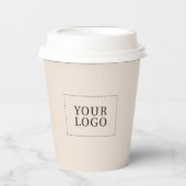 Eenvoudige minimale beige Business Logo Custom Papieren Bekers (Voorkant)