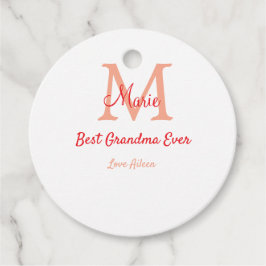 eenvoudige minimale beste oma ooit rode monogram t bedankjes labels