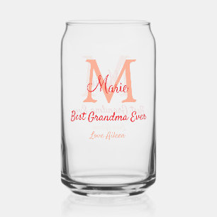 eenvoudige minimale beste oma ooit rode monogram t blikvorm glas
