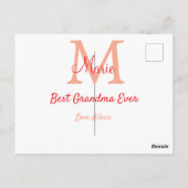 eenvoudige minimale beste oma ooit rode monogram t briefkaart (Achterkant)