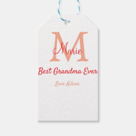 eenvoudige minimale beste oma ooit rode monogram t cadeaulabel