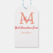 eenvoudige minimale beste oma ooit rode monogram t cadeaulabel (Achterkant)