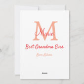 eenvoudige minimale beste oma ooit rode monogram t feestdagenkaart (Achterkant)