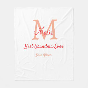 eenvoudige minimale beste oma ooit rode monogram t fleece deken
