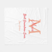 eenvoudige minimale beste oma ooit rode monogram t fleece deken (Voorkant (Horizontaal))