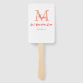 eenvoudige minimale beste oma ooit rode monogram t handwaaier (Achterkant)