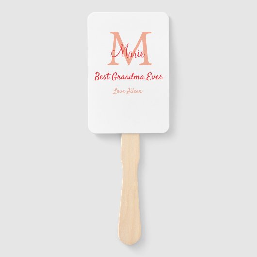 eenvoudige minimale beste oma ooit rode monogram t handwaaier (Voorkant)