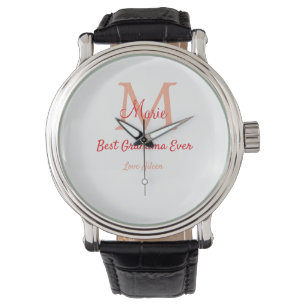 eenvoudige minimale beste oma ooit rode monogram t horloge