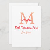 eenvoudige minimale beste oma ooit rode monogram t kaart (Voorkant / Achterkant)