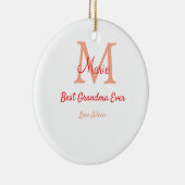 eenvoudige minimale beste oma ooit rode monogram t keramisch ornament (Rechts)