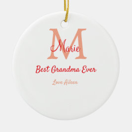 eenvoudige minimale beste oma ooit rode monogram t keramisch ornament