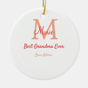 eenvoudige minimale beste oma ooit rode monogram t keramisch ornament