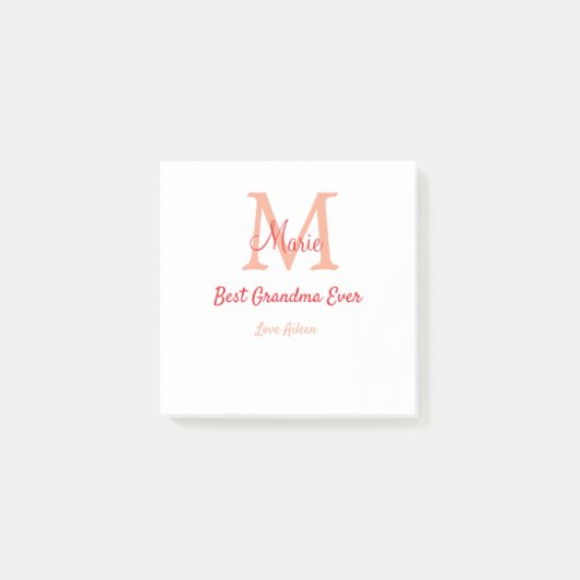 eenvoudige minimale beste oma ooit rode monogram t post-it® notes (Voorkant)