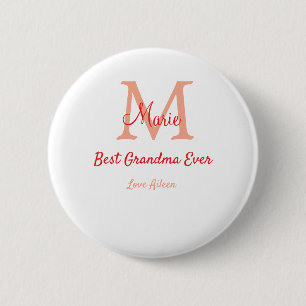 eenvoudige minimale beste oma ooit rode monogram t ronde button 5,7 cm