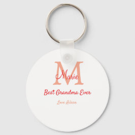 eenvoudige minimale beste oma ooit rode monogram t sleutelhanger