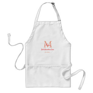 eenvoudige minimale beste oma ooit rode monogram t standaard schort