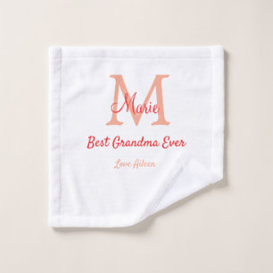 eenvoudige minimale beste oma ooit rode monogram t washandje