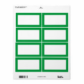 Eenvoudige minimale blanco Sjabloon label groene r (Full Sheet)