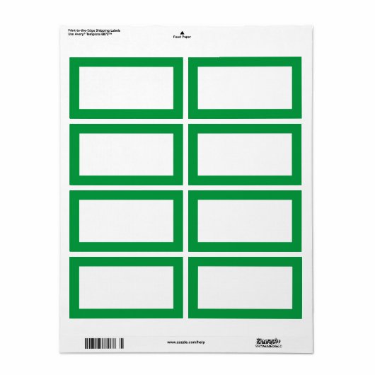 Eenvoudige minimale blanco Sjabloon label groene r (Full Sheet)