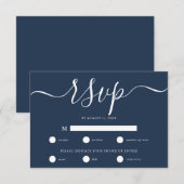 Eenvoudige minimale blauw-bruinbruidingssluiting v RSVP kaartje (Voorkant / Achterkant)